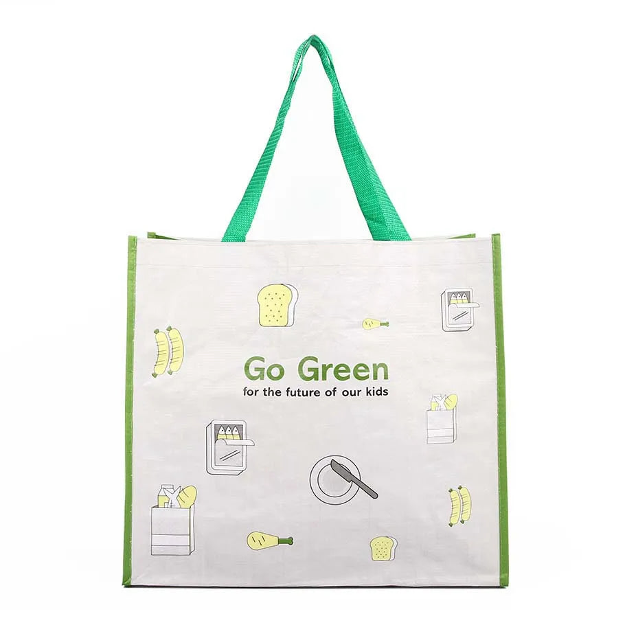 Ruthbag Custom Large Recyclable Laminated PP Woven Shopping Tote Reusable Bag with Customized Printed Letter Pattern