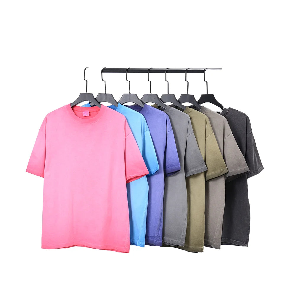 100% Organic Cotton Vintage Hip Hop T-Shirt Breathable Anti-Wrinkle Custom Logo Printing Solid Pattern Street Wear Formal Style
