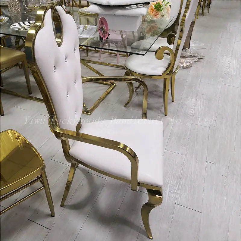 Luckygoods  Luxury  Stainless Steel Legs French Baroque High Back king Throne Chair for Wedding  CY210511-15