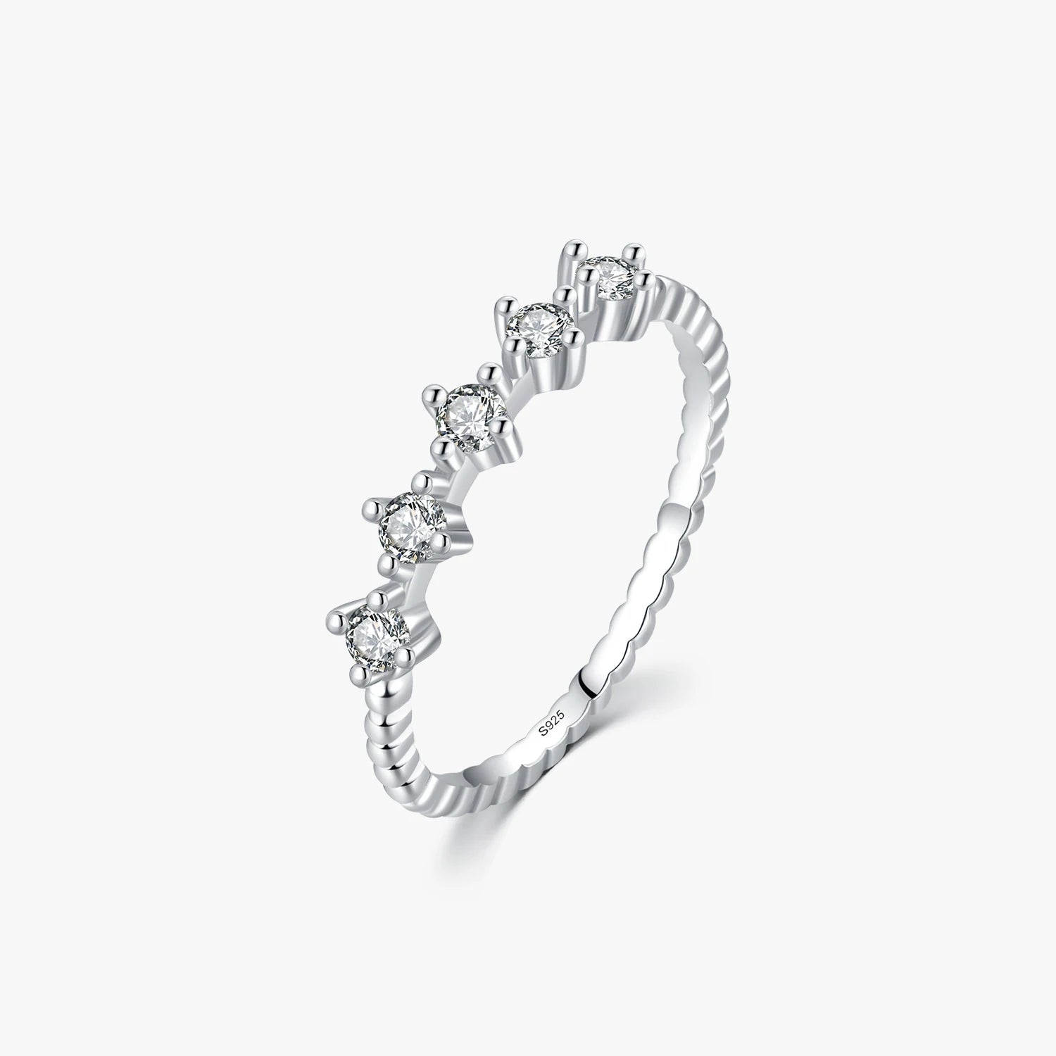 Original 925 Sterling Silver Fashion Party Jewelry Daily Office Accessories SImple Stacking Clear CZ Slim Ring for Women