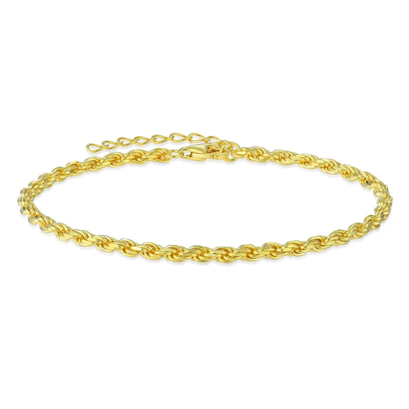 YILUN 925 Sterling Silver Gold Plated Chopin Chain Bracelet Fine Link Bracelets for Women and Men