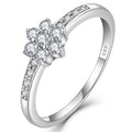 Custom Romantic Woman Flower White Zirconia Diamond CZ Rhodium Plated 925 Sterling Silver Wedding Rings