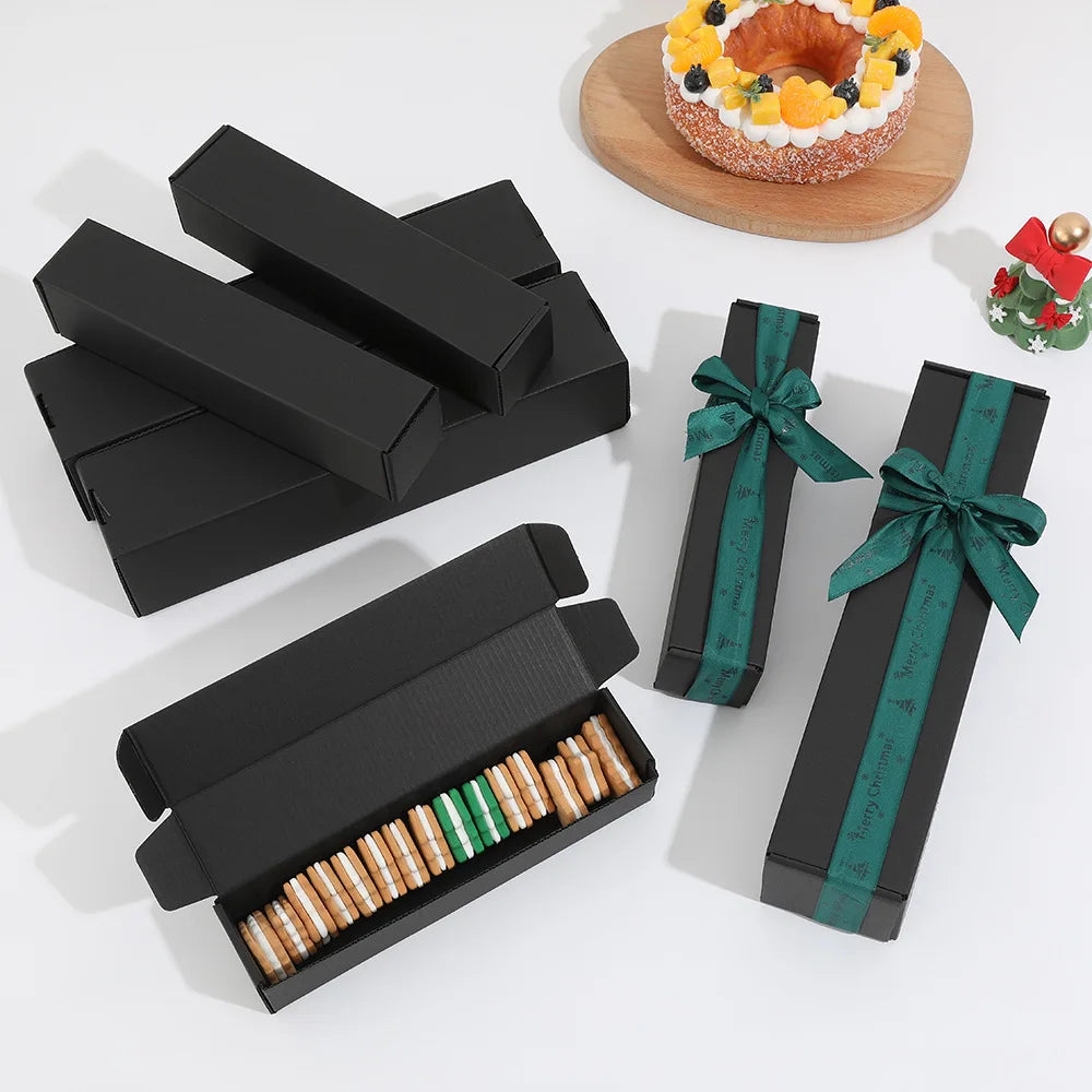 Hot Selling Black Rectangle Biscuits Paper Box Cookie Macaron Gift Packing Boxes