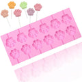 12 Cavity Eco-Friendly Silicone Lollipop Mold with Paw Flower & Fruit Candy Bar Shapes-DIY Cake Tools