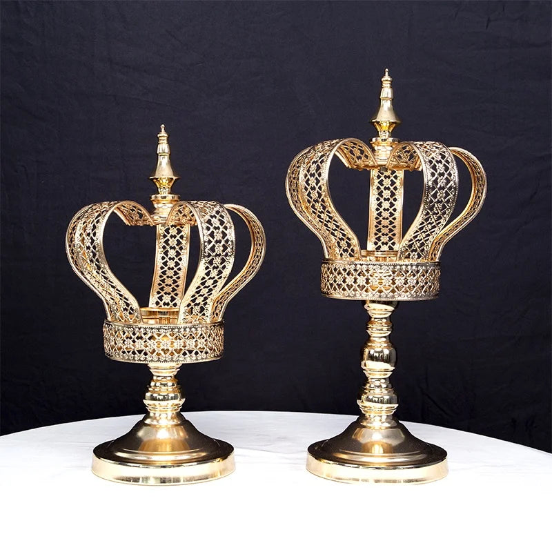ZT210709-1 High Quality Crown Shape Metal Candle Holders for Wedding Party Luxury Decoration Luckygoods