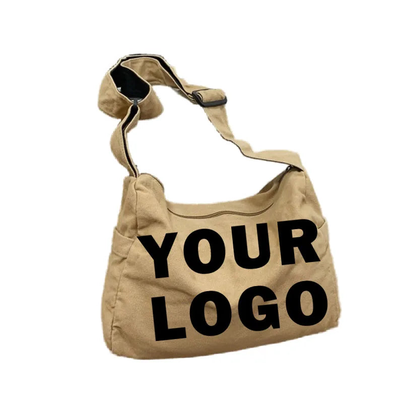Custom logo Japanese Washing New Large Capacity Fashion Simple Shoulder Bag Students Class Crossbody Bag Female