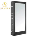 Modern Double Sided Black Wood Salon Mirror Station with White LED Light Custom Size for Apartment Mall & Hotel Use