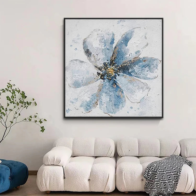 Simple Oversize Hand Painted Acrylic Linen Restaurant Wall Decor Canvas Artwork Abstract Modern Art Flowers Paintings