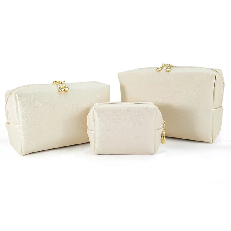 Custom Logo Organizer Pouch Bag PU Leather Small Travel Makeup Bag Portable Waterproof Cosmetic Bag for Women