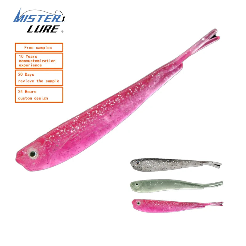 MISTER LURE Artificial Soft 2.1g 3.3g 6.4g Fork-tail Soft Bait Double Tali Fishing Soft Lure
