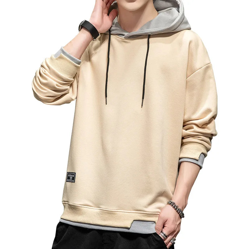 Fitspi Autumn Long Sleeve T-Shirt Men's Handsome Loose Top Wear Middle School Student Sports Sweatshirt Pullover Hoodie