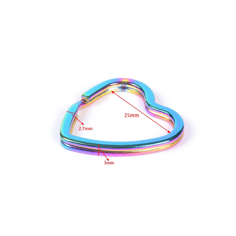 Ivoduff Metal Key Ring Accessories Heart Shape Keyring Rainbow Heart Keychain