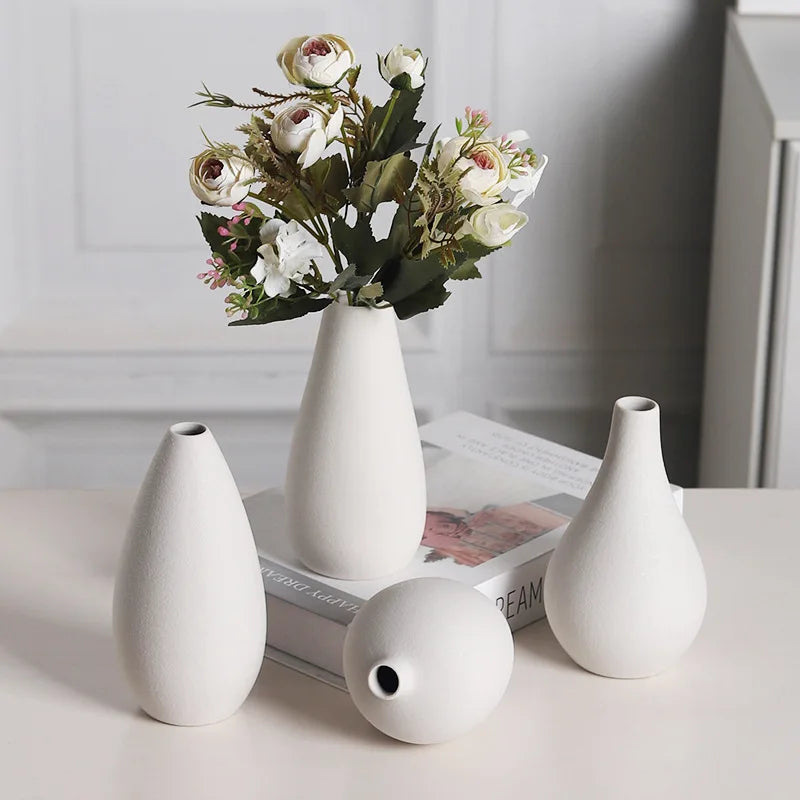 Nordic Minimalist Dried Flower Arrangement Tall Hand-Shaped Ceramic Vase Ornament for TV Cabinet Living Room Desktop Decoration