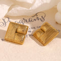 Dreamshow Hammered Statement Jewelry Geometric Stud Earrings PVD Stainless Steel Jewelry Gold Plated Earrings