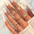 Modern Style Fashion Jewelry Ring Heart Flower Shaped Finger Ring 18K Gold Plated Rings Jewelry for Gift