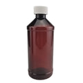 16oz 500ml 473ml Modern Round Arch Amber Pet Plastic Bottle with 28/400 Red Writing Caps&sealed for Your protection