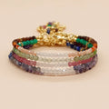 Zooying 3mm Semi-precious Stone Faced Beads Ruby pink Tourmaline Birthday Gemstone Bracelet for Women