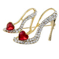 Stylish Crystal Rhinestone High Heel Brooch Pin Women's Princess Shoes Brooches for Wedding Engagement Alloy Jewelry Plating