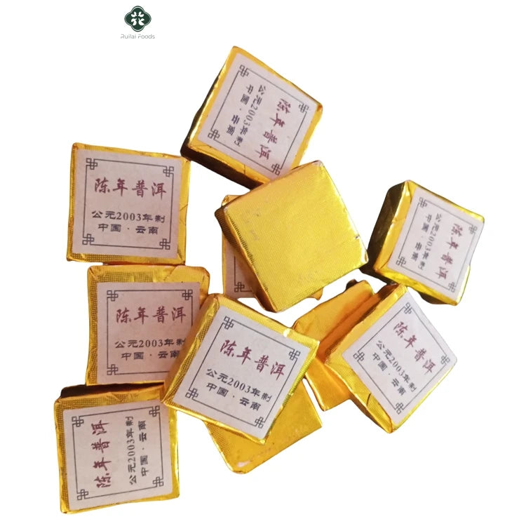 Golden Square Pure Puer Tea Cake Health and Slimming Fermented Compressed Ripe Mini Pu-erh Tea Cake