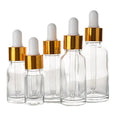 Free Sample Transparency 1oz 2oz 3oz Gold Black Cap Thick Bottom Glass  Dropper Bottle