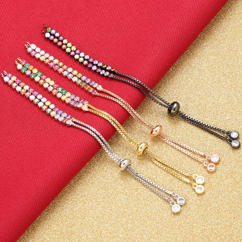 Metal Colored Zircon Black Gold Silver Adjustable Bracelet Chains for DIY Jewelry Making Wholesale