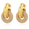 Custom Jewelry Fashion Brass Electroplated Gold Silver Inlaid Zirconia Double Hoop Earrings for Women Gift