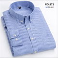 Cotton Non-ironing Casual Oxford Woven Men's Long Sleeve Shirt Anti-wrinkle Free Care Korean Version Slim Plaid Striped Shirt