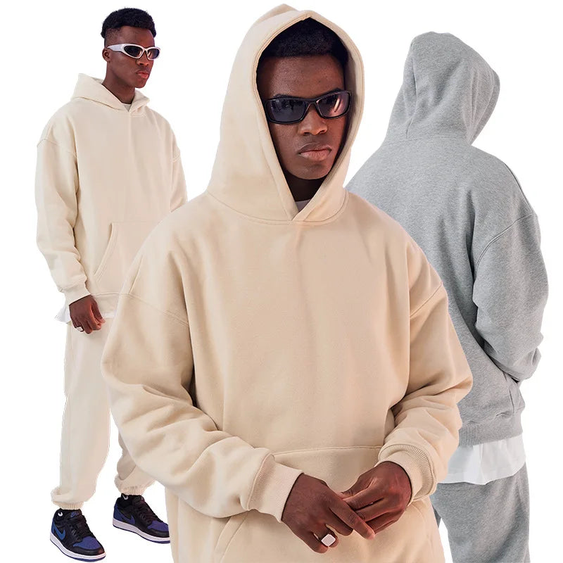 Men's Blank Thick French Terry Luxury Quality Heavy Weight Oversized Fit Custom Print logo Men's Hoodies&sweatshirts