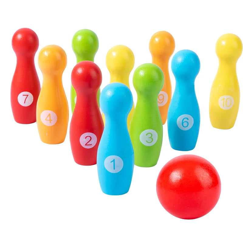 Customized Children Puzzle Game Wooden Bowling Ball Preschool Early Educational Enlightenment Sports Toys Kids Boys Girls