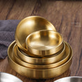 Korean Kimchi Dish Double-walled Dipping Dish Condiment Sauce Snack Dish Golden Cutlery Food Plate Korean Bulgogi Accessories