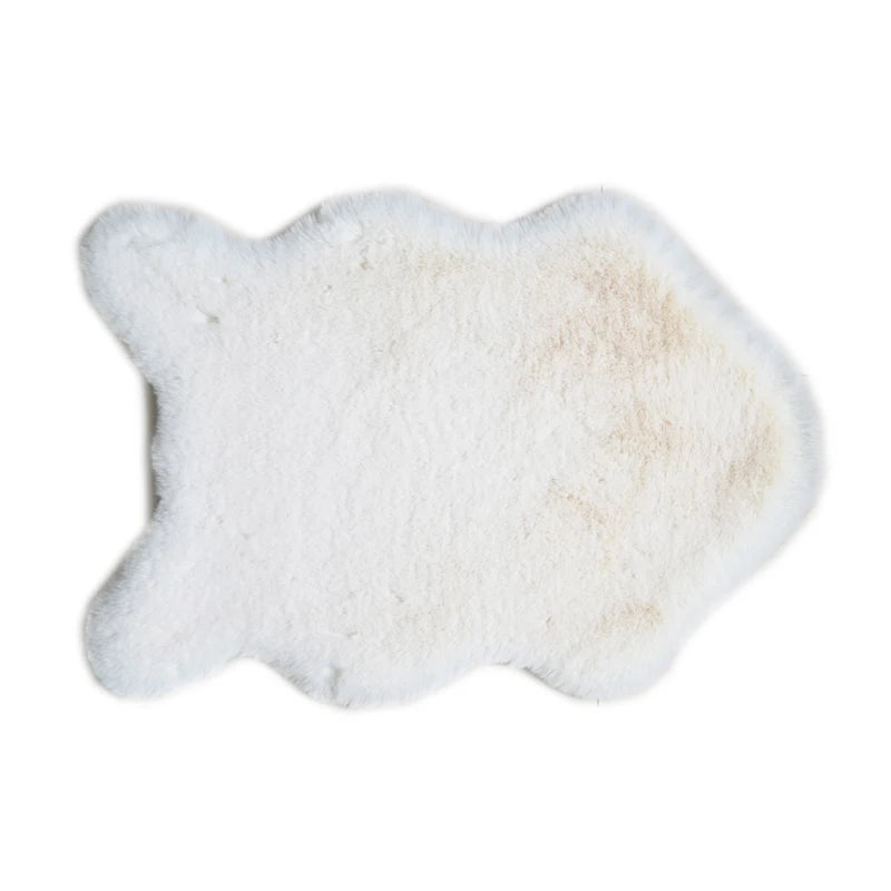 Beige Thick Fluffy Faux Rabbit Fur Rug Solid Color Animal Fur Home Alfombras