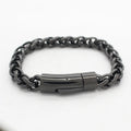 Mens Jewelry Plated Black Stainless Steel Wheat Bracelet
