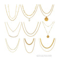 Fashion Jewelry Cubic Zirconia Gold Plated Charm Pendant Necklace Stainless Steel Double Layer Bead Chain Choker Necklace