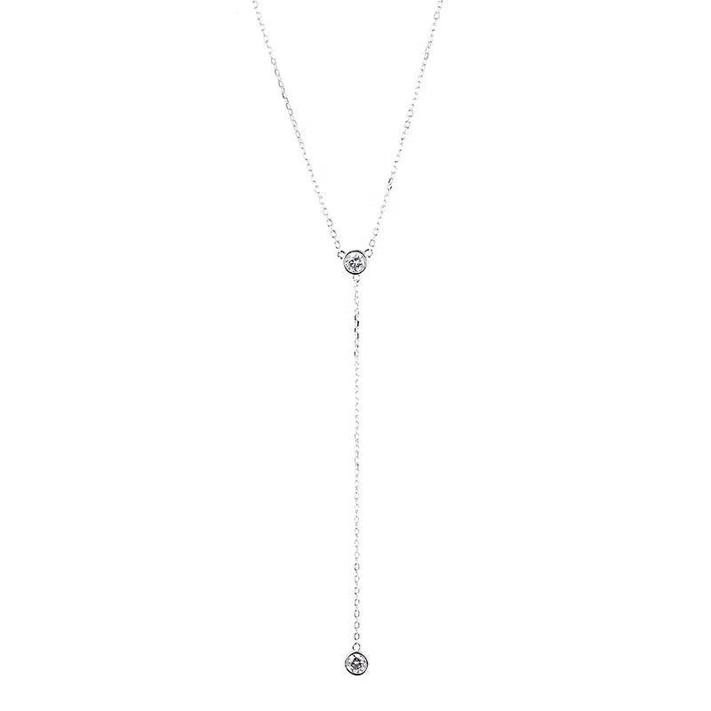 Women's Fashion VVS Moissanite Necklace with 925 Sterling Silver Long Sweater Chain Simple GRA Tassel Diamond Tester Pass