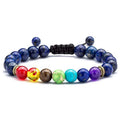 Natural Stone Beaded Adjustable Wristband Yoga Balance Bangle 7 Chakra Wheel Healing Volcanic Stone Bead Bracelet Wholesale