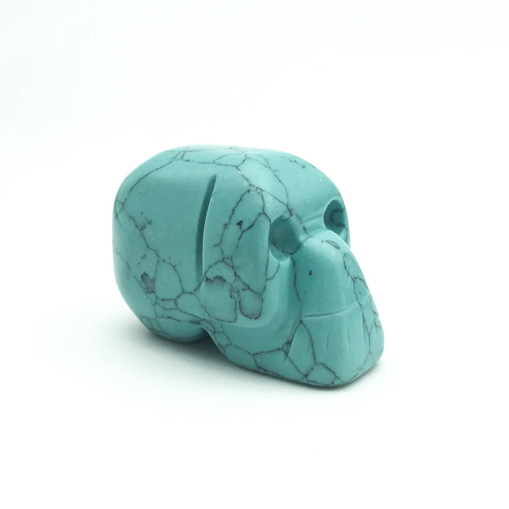 HZ Nature Carving HZtone Crystal Skulls Hand Carved Blue Turquoise Animal Skull Decoration