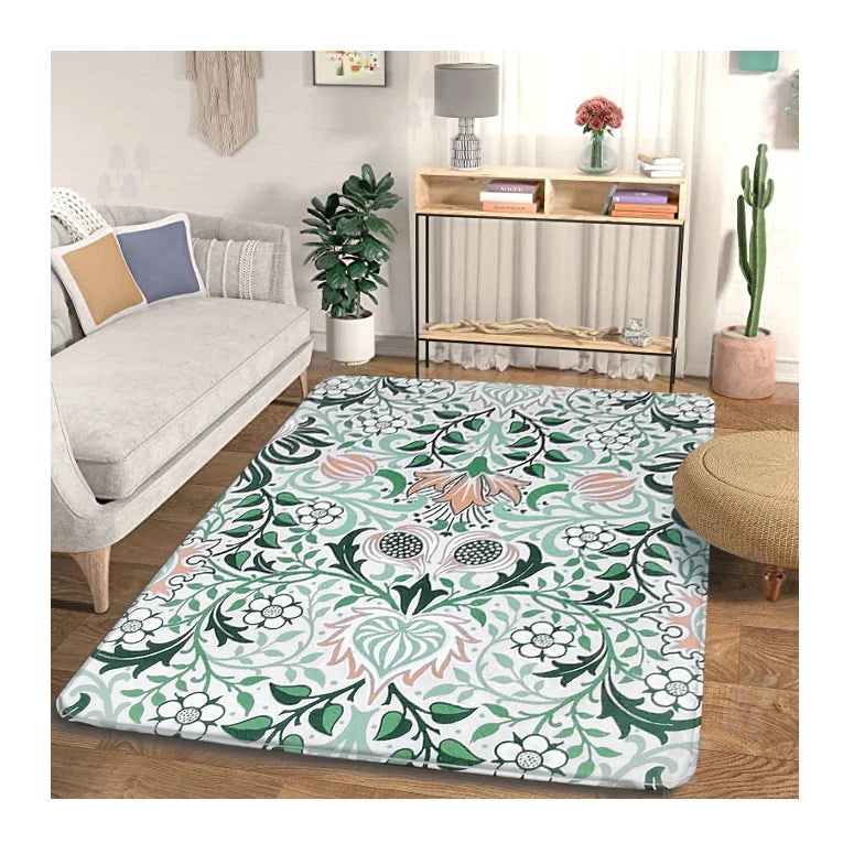 Flannel Mat Non Slip 3D Print Plants and Flowers Home Decorate Rug