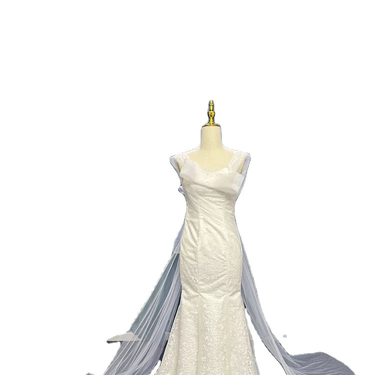 Long Women's Lace Butterfly Wedding Dress Robe De Married Princesse Avec Longue Traine Combinaison Robe De Married 2023 Chic