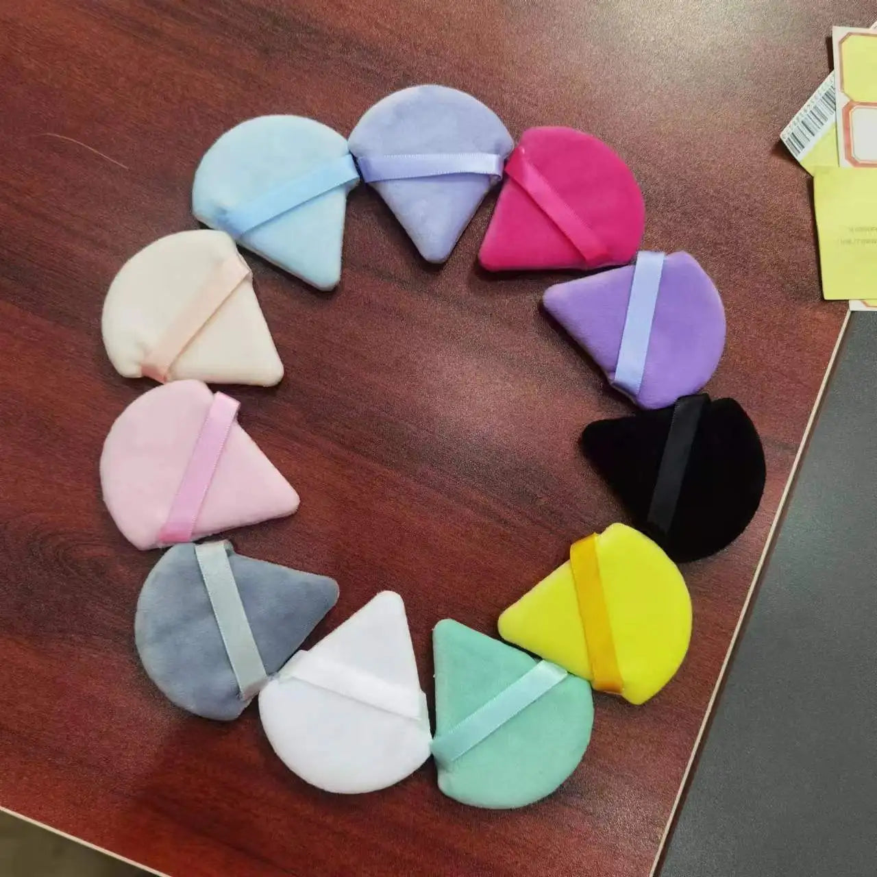 Microfiber Solid Style Reusable Facial Puff Pads Triangle Powder Puff BB Cream Foundation Makeup Remover Strap Plain Design
