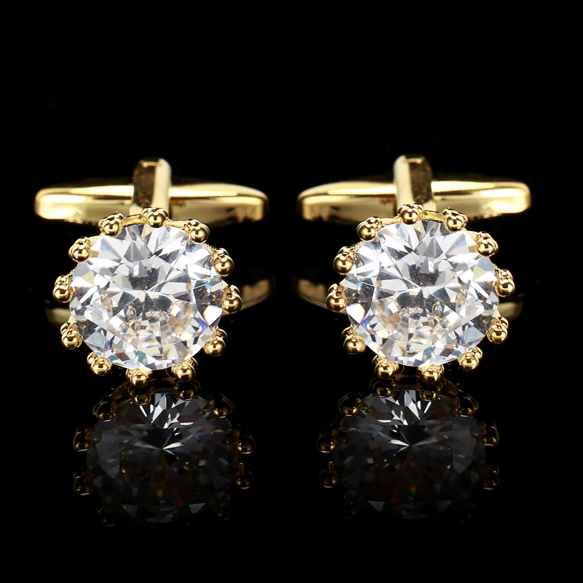 Factory Direct Crystal Cufflinks Circular Luxury Men's Cufflinks Gift Wholesale for Party