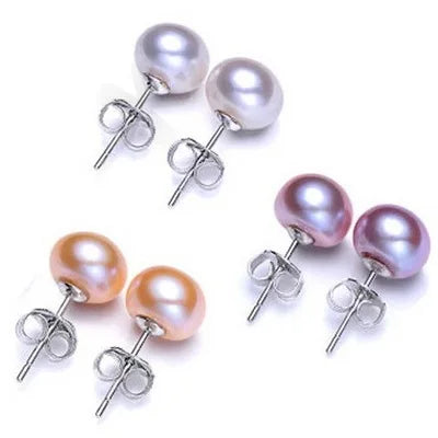 Reeti Natural Freshwater Pearl Stud Earrings for Women Real 925 Sterling Silver Jewelry Gift  Pearl Earrings