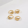 Funny Women Stainless Steel Sunline Sun Smile Face Shape Signet Ring