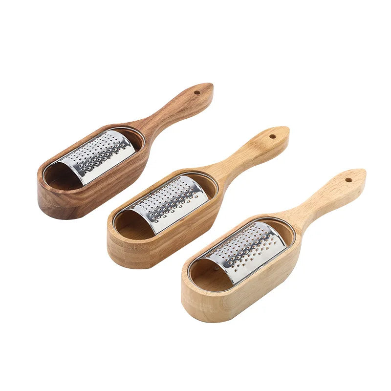 Wood Hand Cheese Grater With Container
