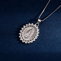 Wholesale Pendant Jewelry Rhodium Plated Virgin Mary Retro Pendant Cubic Zirconia 925 Sterling Silver Fine Jewelry Pendant