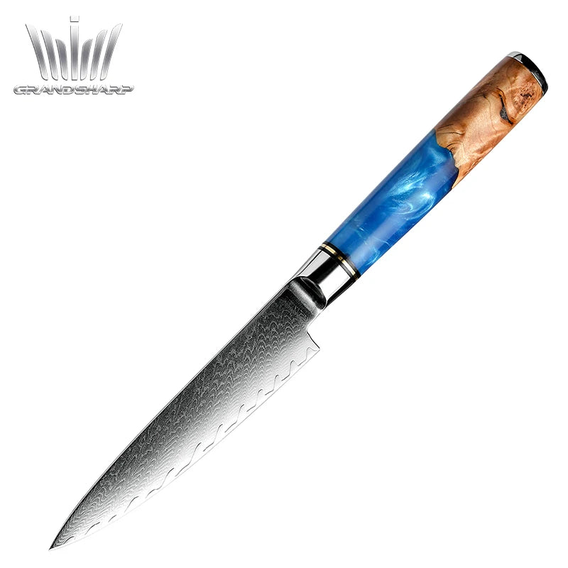 Grandsharp 4.3 Inch Professional 67 Layers Damascus Steel Utility Knives Japanese Universal Kitchen Knife Vegetable Fruit Cutter