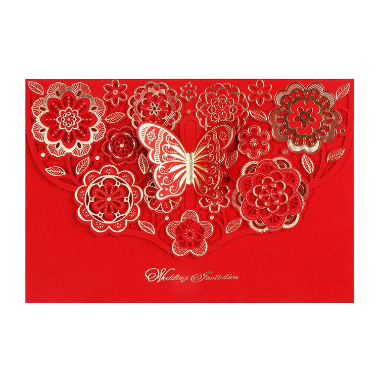 3D Butterfly Invitation Card Custom Gold Foiling Sliver Foiling Wedding Bridal Shower Engagement Invitation Card With Envelope