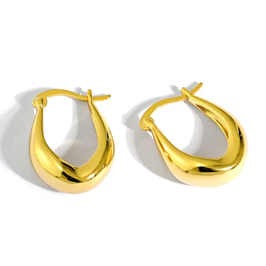 Wholesale Elegant Hoop Earring 925 Silver Rhodium Gold Plated Jewelry 18k Gold Chunky Hoop Earrings for Women