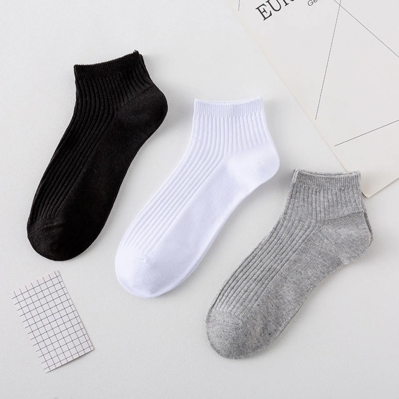 Jingwen Cotton Socks Elastic Shaping Socks Solid Color Men Socks