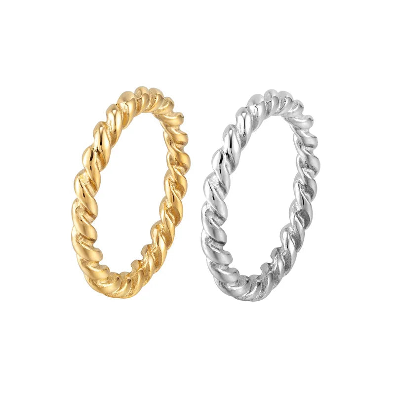 Simple Design Stainless Steel Rings Gold Plated Spiral Ring Jewelry