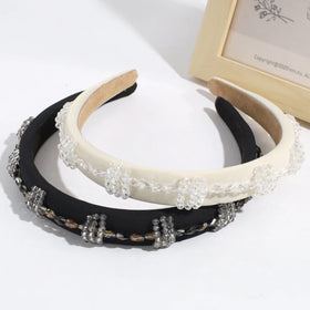 Elegant Girls Pearl Diamond Head Band Fashion Luxury Crystal Headband Hair Band in Party Holiday for Women